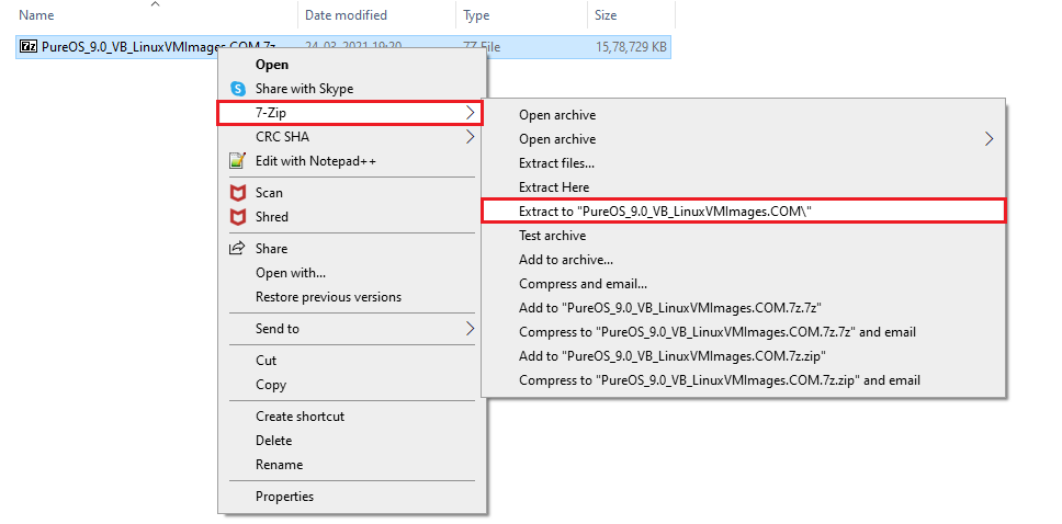 Extract Downloaded VM Archive File