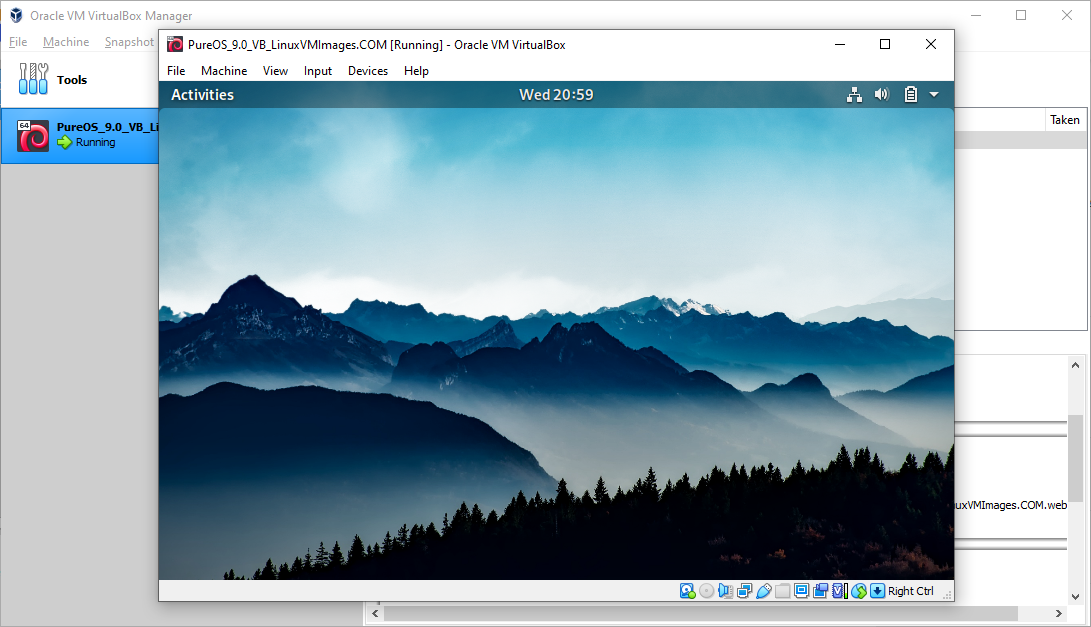 VM Running on VirtualBox