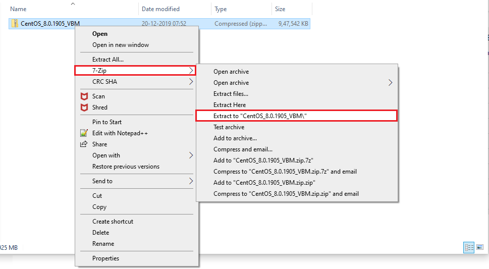 Extract Downloaded VM Archive File