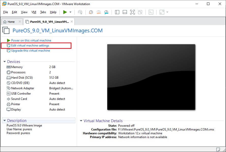 Edit Virtual Machine Settings