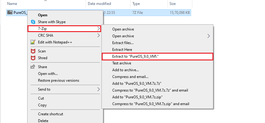 Extract Downloaded VM Archive File