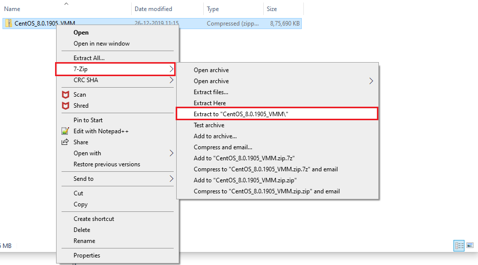 Extract Downloaded VM Archive File